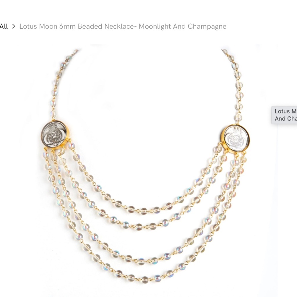 NWT VSA Virgins Saints & Angels Lotus Moon Champagne Necklace